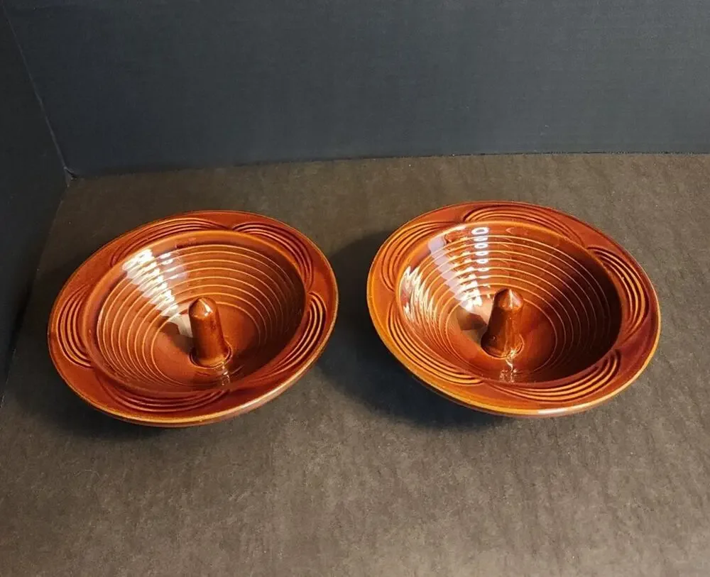 Vtg Apple Baker Hand Thrown Pottery Brown Stoneware 6.5